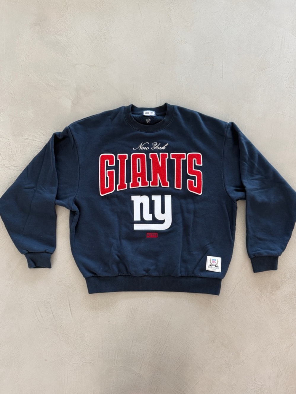 KITH New York Giants Navy Crewneck Sweatshirt Embroidery and Chenille - Unworn